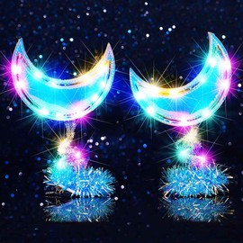 BARTOSI Light Up Moon Hair Clips LED Crescent Moon Hair Clip Glow Custome Hair Accessories for Women and Girls (Pack of 2)