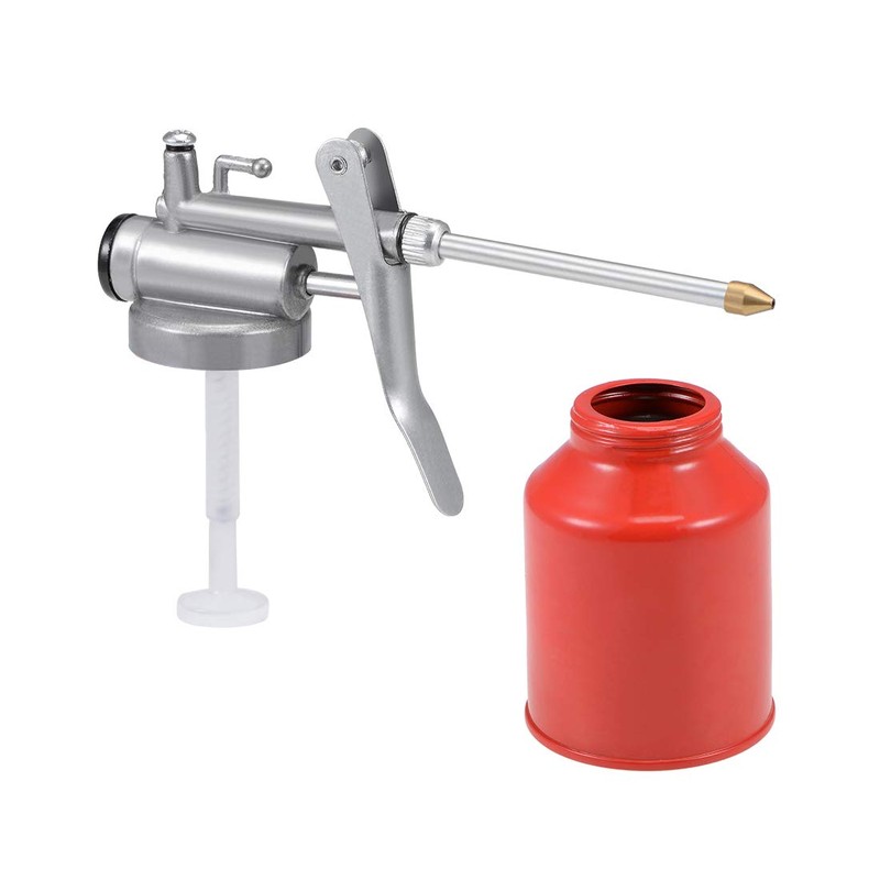 uxcell Oil Can Pump Oiler,250ML Metal High Pressure Oiler Lubrication