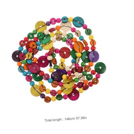 Garneck Women's Colourful Pearl Necklace - Long Wooden Bead Necklace in Boho Style - Perfect Jewellery for Parties and Girls and Women, coconut shell, No Gemstone