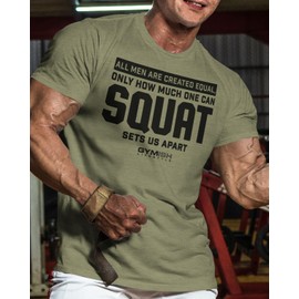 Gymish Lifestyle Workout Mens Shirt, Squat Sets US Apart, Lifting Gift T-Shirt (SM, Squat Sets US Apart Military Green)