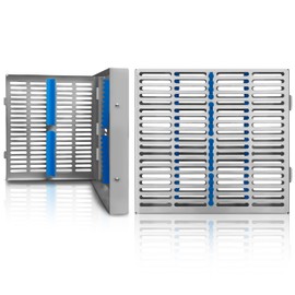 DEXSUR Sterilization Cassette Trays - Stainless Steel Container with Rubber Inserts - Efficient Organization - Sizes 7.25 x 3.5”, 7 x 5”, 7 x 8”, & 11 x 8” (Extra Large - 11 x 8")