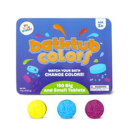 Kid Made Modern Bath Color Tablets for Kids - 150 Counts Non Toxic Bath Drops for Toddlers - Blue, Yellow, Pink, and Purple Bathtub Color Fizzies Tablets - Fun & Mini Bath Bombs (150 Count - Ages 3+)
