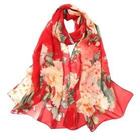 FAIRYGATE Red Scarf for Women UK Women's Scarves & Wraps Ladies Scarfs Gifts Chiffon Scarf Women Neck Wrap Large Headscarf Woman Red A4506