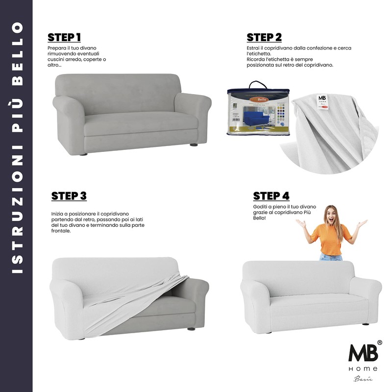 Italian Bed Linen Più Bello bielastic Sofa cover White, 1