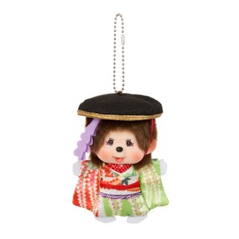 Sekiguchi Monchhichi SS Face Big Keychain Fujisume Monchhichi x Kabuki Plush Mascot Collection Kabuki