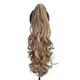 Xyndragh Ponytail Extension, 22" Claw Clip in Ponytail Extensions Long Curly Wavy Ponytail Hair Extension Jaw Clip on Pony Tails Hairpiece for Women (12H24)