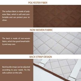 Your's Bath Recliner Chair Cover Mat for Armchair Reclining Chair Cover with 2 Adjustable Elastic Strap & 6 Pockets, Armchair Sofa Protector Washable Sofa Cover Protect for Pets (Coffee)