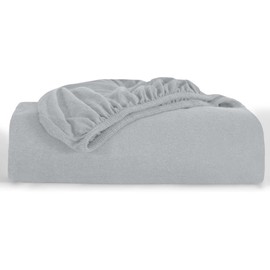 Oxford Homeware King Size Fitted Sheets – 30 Cm Deep Pocket Jersey Fitted Sheet Silver, 100% Organic Cotton Soft Breathable Easy Care Bed Sheets – Shrinkage and Fade Resistance (152x200)