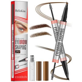 MOLAKS 2Pcs Microblading Eyebrow Pen - 2-In-1 Dual-Ended Natural Brow Eyebrow Pen, 4-Fork Tip Eyebrow Pen & Clear Eyebrow Gel, Long-Lasting Natural Brows Eyebrow Pen (Dark Brown + Light Brown)