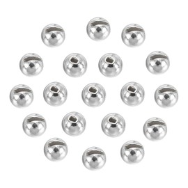 PATIKIL 3mm Tungsten Slotted Beads for Fly Tying, 50 Pcs Tungsten Beads Round Bead Head Ball for Jig Hooks Fishing Fly Tying Materials, Silver Tone