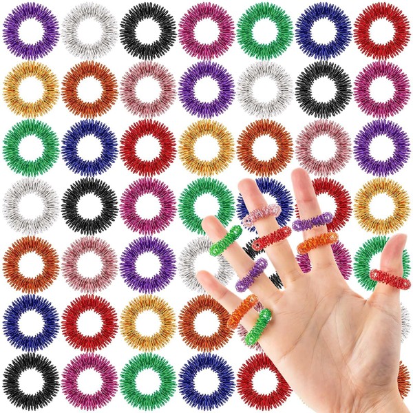 24-Piece Acupressure Ring Set, 8 Colours Finger Massage Ring, Massage Rings for Finger Acupressure Ring, Quiet Stress Reducer and Massager for Teenagers Adults