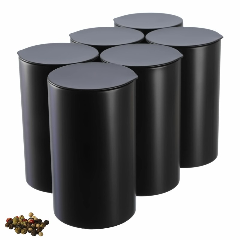 Dosenritter 6 x Round Spice Jars/Tea Containers, Aroma-Proof Metal for