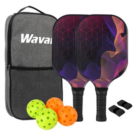 Wavar Pickleball Paddles Set of 2, Lightweight Fiberglass Surface Pickleball Set, with 2 Pickleball Rackets, 4 Pickleball Balls,1 Portable Carry Bag, for Men Women Pros Beginners