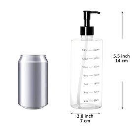 Youngever Paquete de 5 botellas de plástico de 16 onzas, botellas de plástico transparentes recargables con medición y bloqueo de viaje (forma de C)