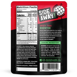Sideaway Foods, Spicy Thai Rooster, Siracha Soybeans, 9.2oz, Microwave Ready, Thai Style, Vegan, Gluten-Free, Plant Based Protein
