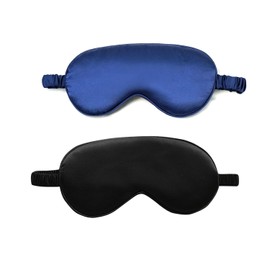 ICSTM Silk Sleeping Mask,2Pack Silk Eye Mask with Adjustable Strap, Sleeping Aid Blindfold for Nap, Sleep Mask for Women to Full Night's Sleep, Travel and Nap (Black/Blue)