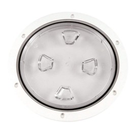 Beckson DP80-W-C White 8 Clear Center Screw-Out Deck Plate Marine RV Boating Accessories
