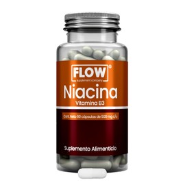 Flow Supplements | Niacina - Vitamina B3 500 mg - 90 Cápsulas - Suplemento Alimenticio para 3 meses - Aporte Diario de Vitamina B3 - Sin Azúcar ni Gluten