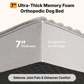 Veehoo Orthopedic Dog Bed for Large Senior Dogs, 7 Inch Thick XXL Memory Foam Dog Bed with L Shaped Bolsters, Orthopedic Pet Couch with Waterproof Liner & Removable Washable Cover, 52"x36"x7"