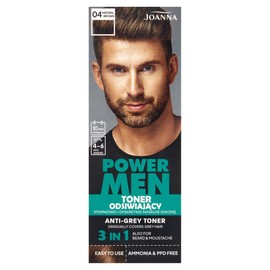 Power Men Toner Natural Brown - Hair Toner for Men - Grey Hair Conceals in 10 Minutes - Beard & Head Hair - Without Roots - 80 g
