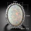 Luxury Fashion Exaggerated Opal Ring in Sterling Silver Cushion Cut
