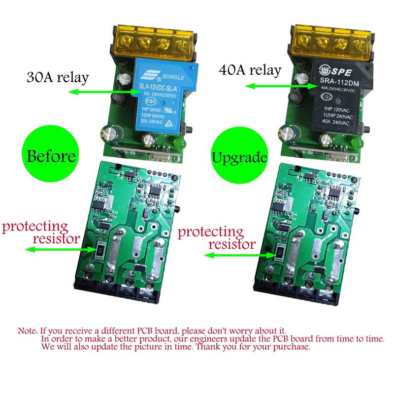 Wireless Light Switch and Receiver Kit, 30A High Power, No