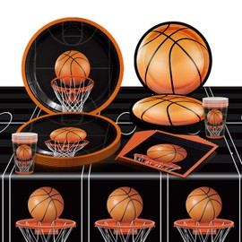 51 Pieces Basketball Party Tableware, Sports Party Supplies for Basketball Sports Theme Birthday Party, Baby Birthday Party Decoration