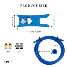 3D Printer Accessory Set, Hose 4 mm for 1.75 mm Filament with Pc4-M10 & Pc4-M6 Connectors, PTFE Hose 1.75, Ptfe Tube Pneumatic Fittings & Pipe Cutter for Ender 3/3 Pro/5/Cr-10 3D Printers