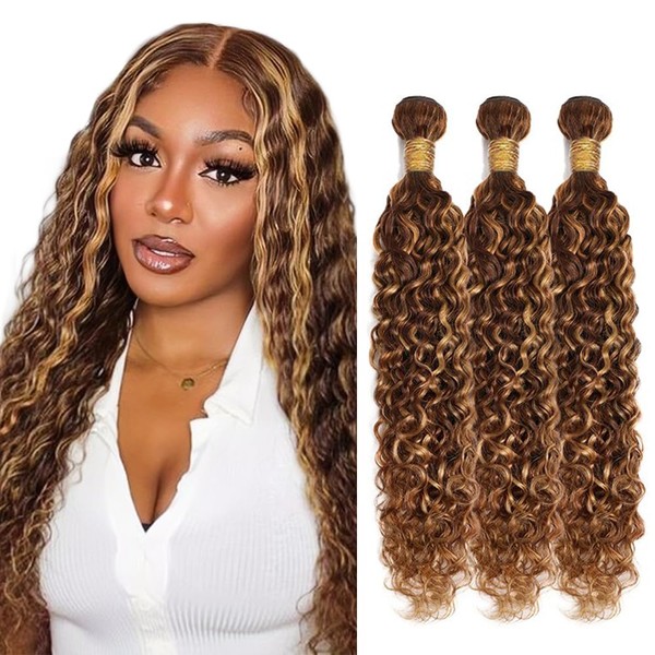 Highlight Human Hair Bundles Ombre Water Wave Bundle 8A Brazilian