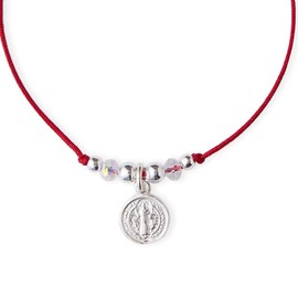 SANTORAL Religious Bracelet Adjustable Silver and Crystals (St. Benedict)