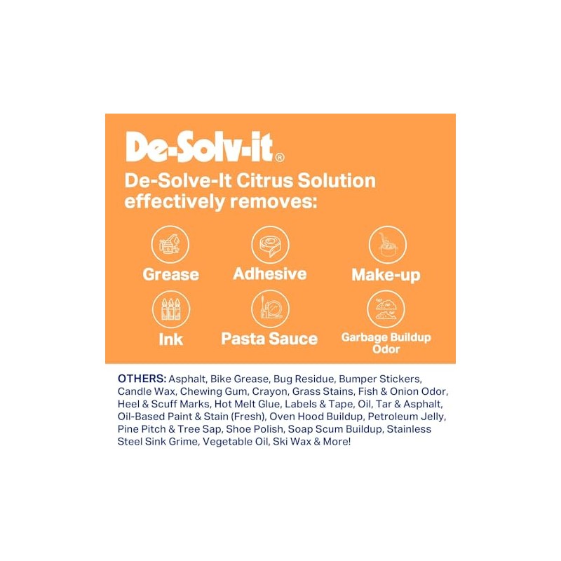 De-Solv-it! 10362 Orange Sol Citrus Solution Container, 1 Gallon 1-Pack