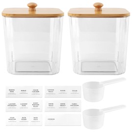 2 Pack Laundry Pods Containe with Measuring Spoon for Powder,Scent Booster,Pods,Dryer Ball(Transparent)