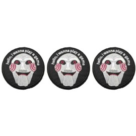 UB Saw Horror Movie Jigsaw 3.5 Inches Tall Embroidered Iron On Patch Set of 3