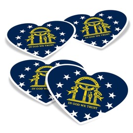 Vinyl Heart Stickers (Set of 4) 10cm - Georgia State Flag Emblem for Laptops, Tablets, Luggage, Scrap Booking, Fridges #60747