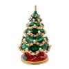 QIFU Hand Painted Green Christmas Tree Crystal Enamel Trinket Box