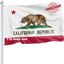 Nuibers California Flag 3x5 FT Sturdy for Outside, Heavy Duty 3Ply Polyester California State Flags Outdoor, Double Sided Long Lasting CA State Flag Brass Grommets