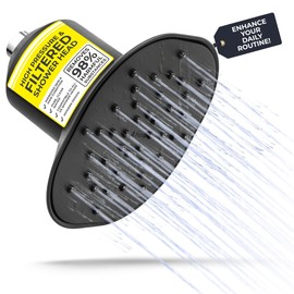 Afina Filtered Shower Head, Filter for Hard Water | Improves Skin & Hair by Reducing Chlorine & Heavy Metals from Hard Water | High Pressure Shower Filter Head for Hard Water (Black)