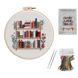 STIFFENERS Embroidery Kit, Punch Needle Kit with Elegant Bookshelf Design, Complete Embroidery Starter Kit with Patterns, Threads and Needles, Ideal for Relaxation and Crafting