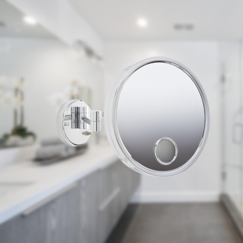 JERDON 9-Inch Euro Lighted Wall Mount Makeup Mirror - Direct