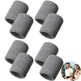 Pack of 8 Sweatbands, Wristband, Sweatbands, Sports, for Sports, Football, Basketball, Tennis, Athletics, Jogging (Grey)