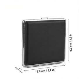 Schwarz PU Zigarettenschachtel,Zigarettenetui, mit Schnappverschluss Metall Zigarettencase für Hand Hosen (1 Pack)