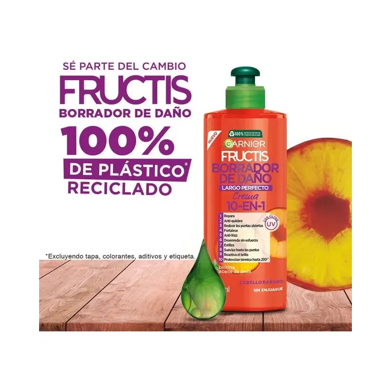 Crema para Peinar Garnier Fructis Borrador de Daño, 300 ml