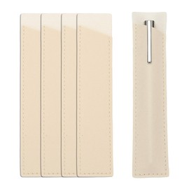 PATIKIL 5 Pcs Leather Pen Pouch Sleeve for Single, Handmade Fountain Pen Pouch Pencil Protective Cover Holder for Touch Ballpoint Pencil Hardcover Journals Notebook, Beige