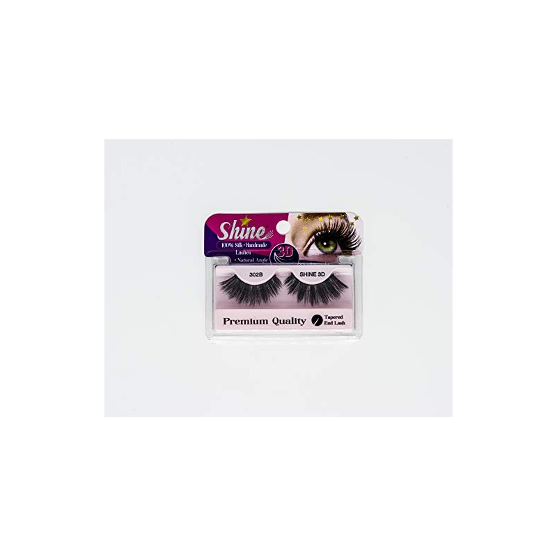 Shine. Natural Look Handmade 3D Silk Volume Eyelashes 302B (5Pack)