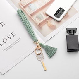 CHUQING Keychain for Women Boho Wrist Keychains Tassel Wristlet Keyring Holder Key Wrist Lanyard Bohemian