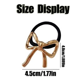 2PCS Metal Bow Hair Tie Hair Elastic Scrunchies Hair Rubber Bands Ponytail Holder Vintage Hair Accessories for Women Girl(Gold+Silver)