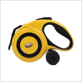 Pet Swift Retractable Dog Leash (Yellow, 8m) - Heavy Duty Tangle-Free Leash with Poop Bag Dispenser, 1 Roll Included - Small to Large Dogs, Durable & Comfortable Handle (Kong Ultimate Alternative)