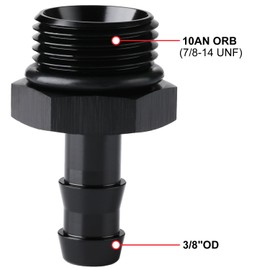 Podavelle 10AN -10 ORB Male to 3/8 Hose Barb Straight Fitting Adapter Aluminum Black 2PCS