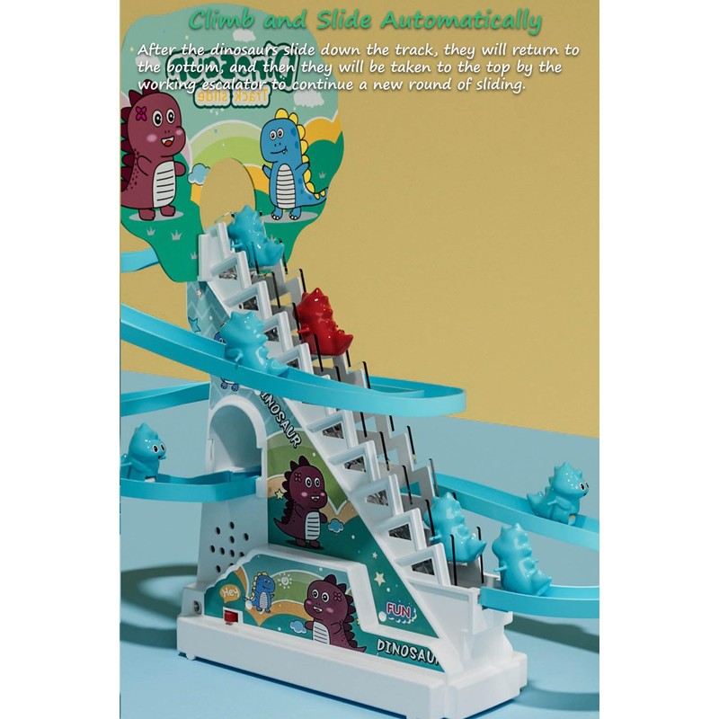 Miracland Electric Stair Climbing Toy, Dinosaur Track Sliding Toy Dino