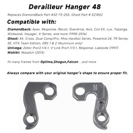 TerchPilet Rear Derailleur Hanger #48 with Bolts – Compatible with Diamondback, Nishiki, Ghost, Univega, Falcon, Raleigh, Claud Butler, Shogun, Optima – Silver CNC Aluminum Alloy
